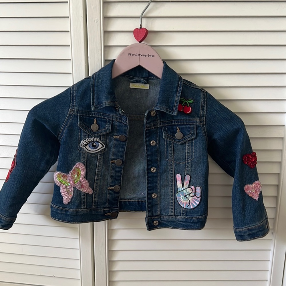 Denim Jacket with Sequin Patches